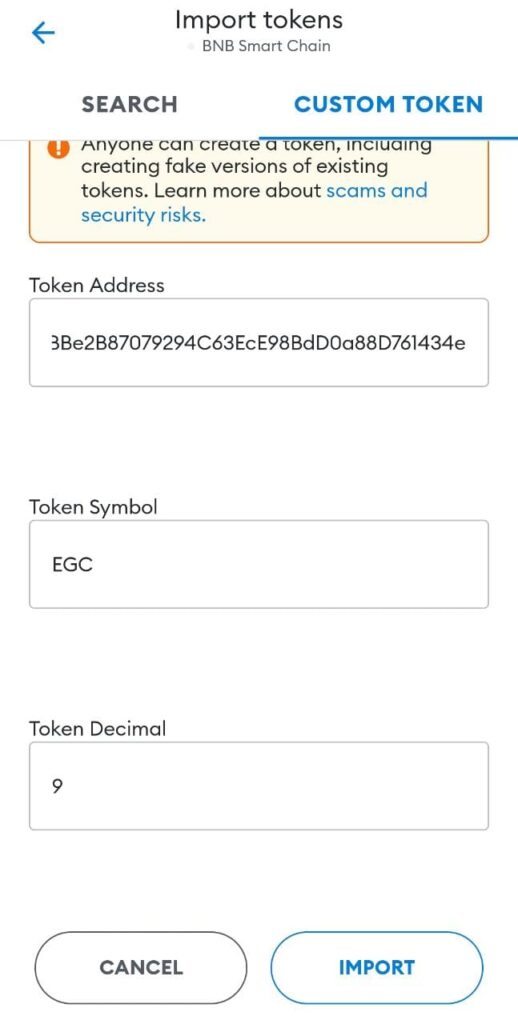 EverGreen Coin in Metamask