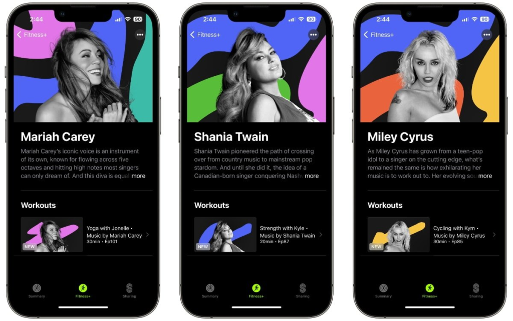 Get Fit with the Stars: Apple Fitness+ Adds Miley Cyrus, Mariah Carey, and Shania Twain Workouts